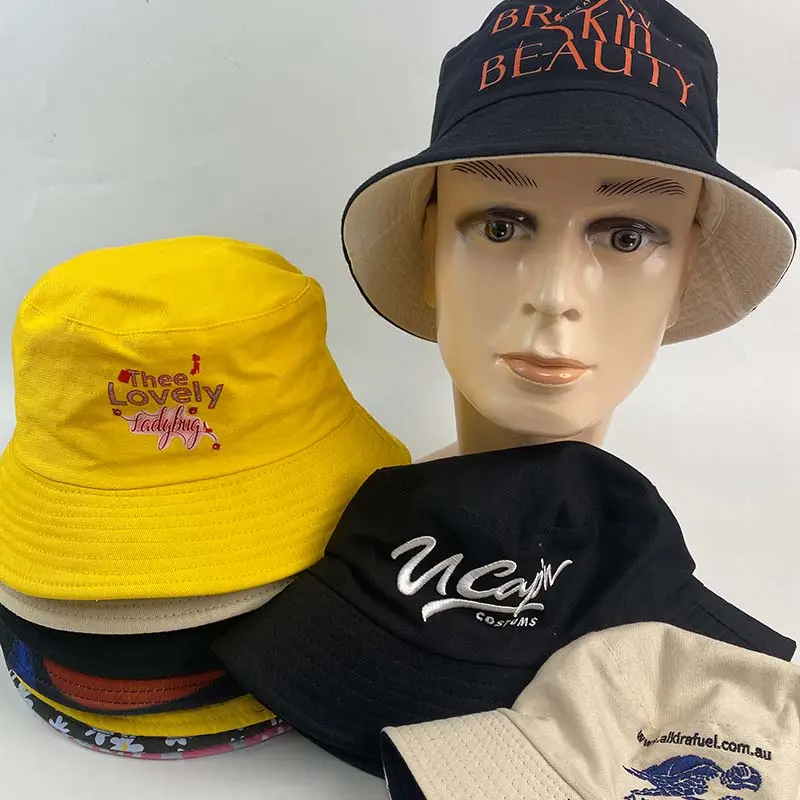 Wholesale Custom Embroidery Logo Men Women Cotton Bucket Cap Summer Fisherman Sun Bucket Hat