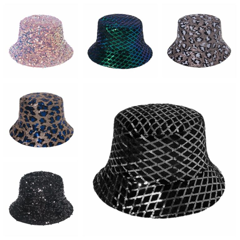 6 color sequined fashion print bucket fisherman hat