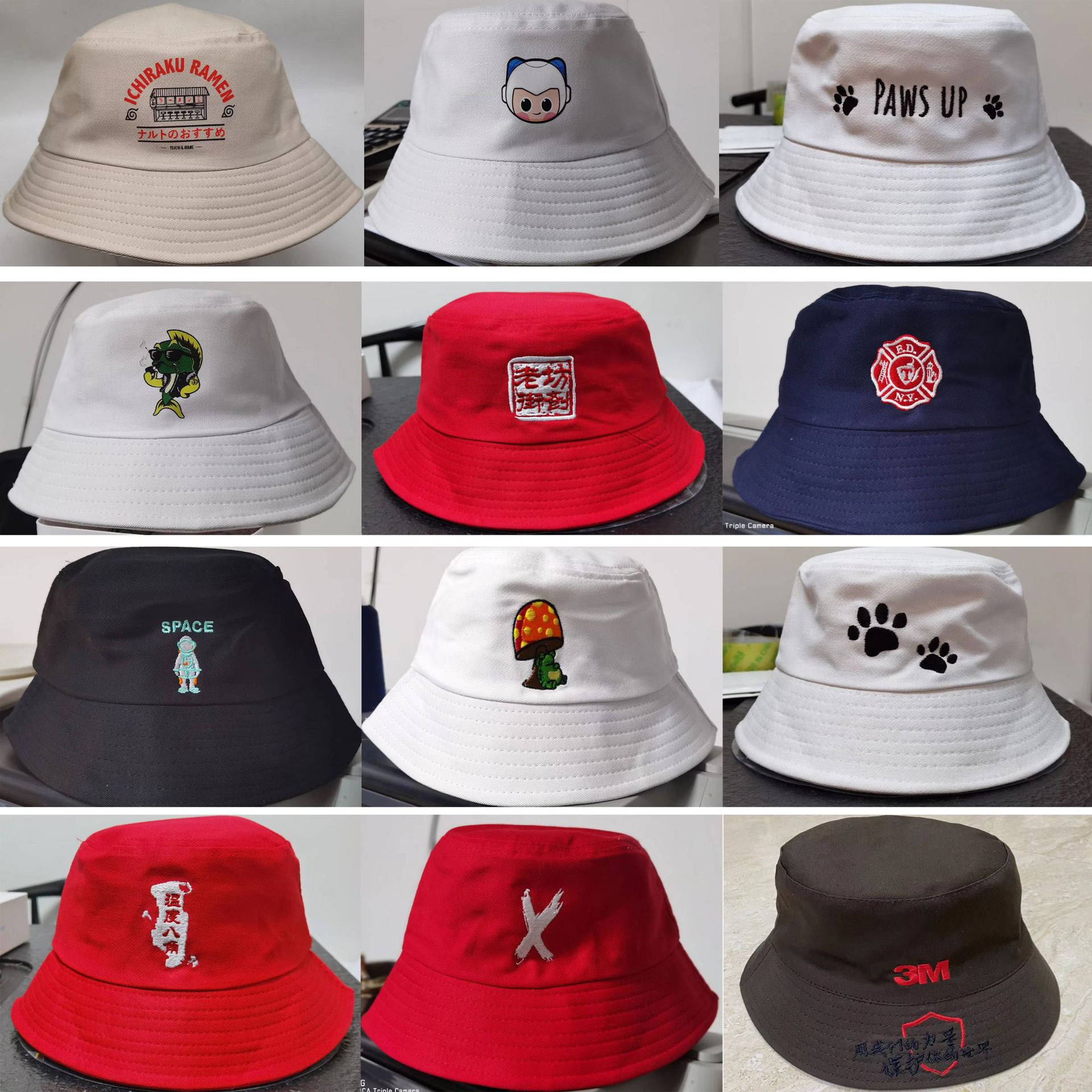 Chapéus balde de algodão personalizados projetam seus próprios chapéus bordados com logotipo personalizado