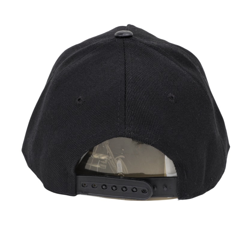 black fitted cap